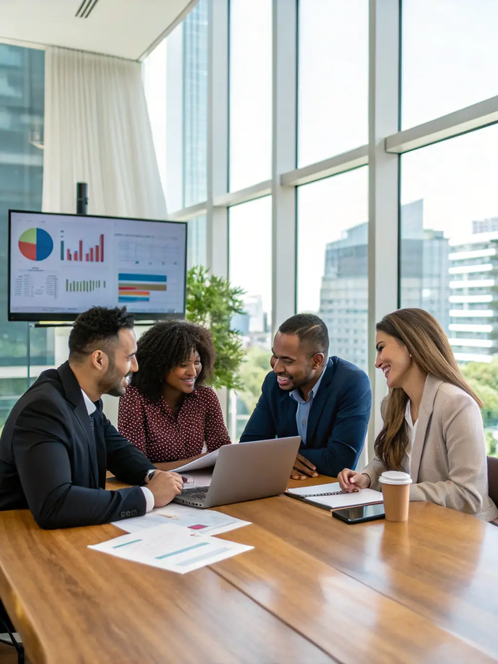 A diverse team brainstorming innovative digital marketing strategies in a modern office setting, reflecting Nextreach Digital Marketing Service's collaborative approach.