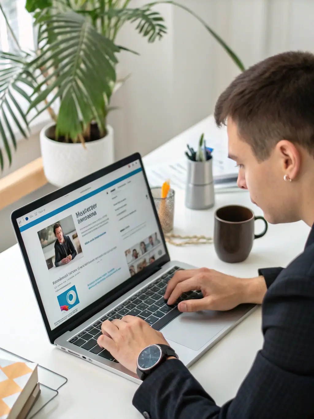 A professional photo of a team member managing a Facebook advertising campaign on a laptop, showcasing the social media marketing service offered by Nextreach.