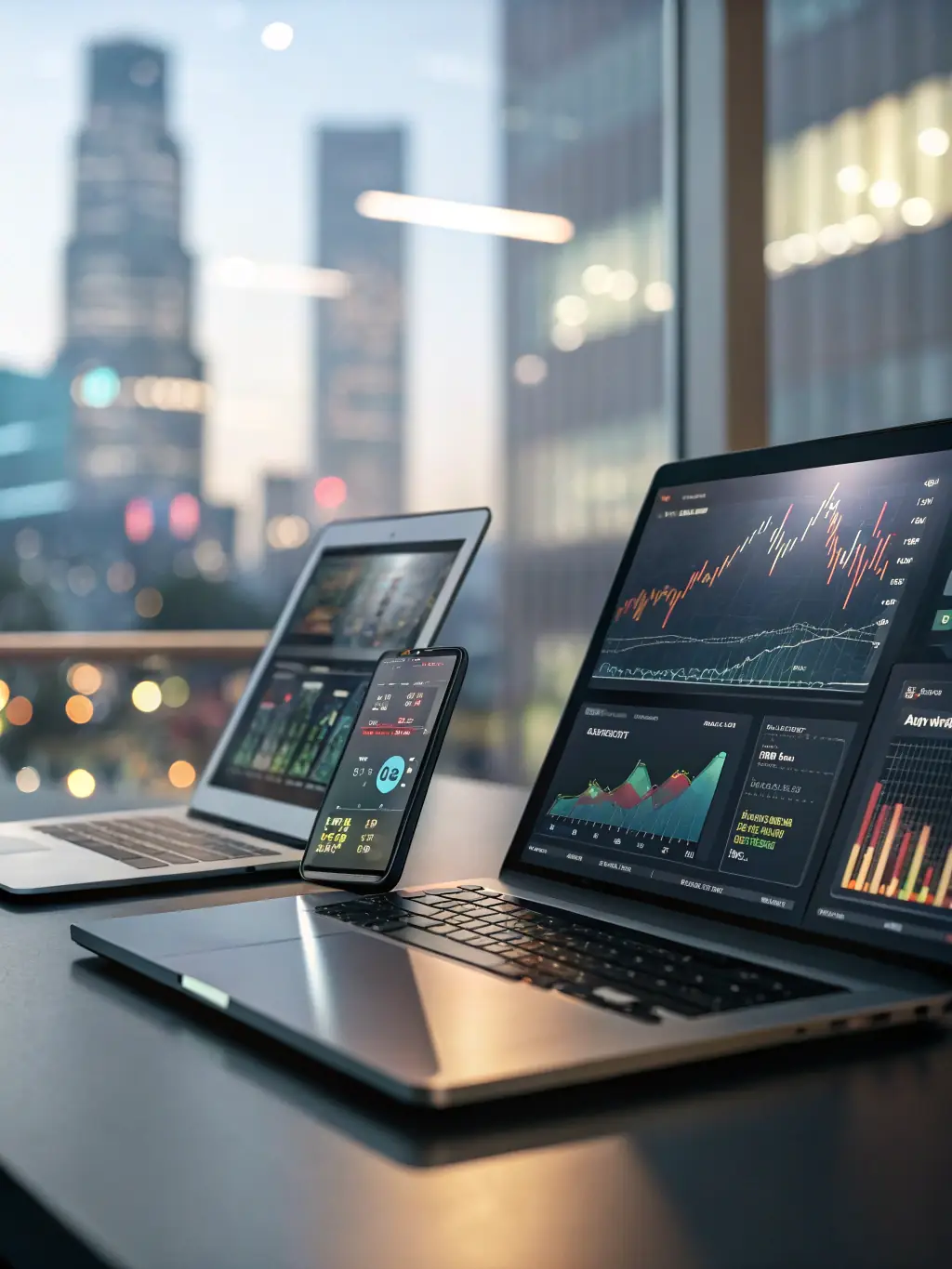 A dynamic image of various mobile devices displaying targeted ads, emphasizing Nextreach's proficiency in creating and managing effective PPC advertising campaigns.